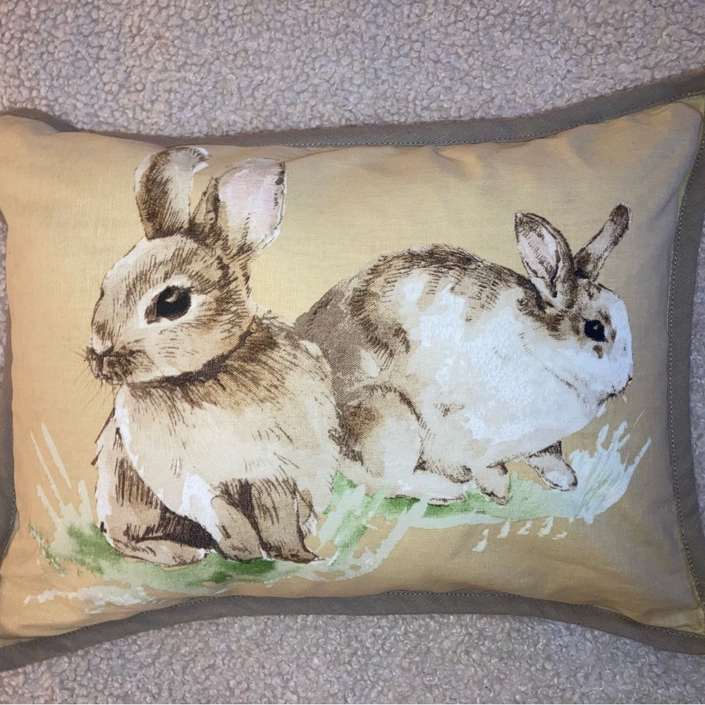 Pottery Barn Pasture Easter Bunny Lumbar Pillow *With Insert 12”x16”